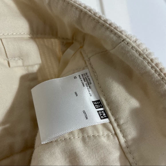 uniqlo cream corduroy wide leg pant size 12 - Picture 2 of 4